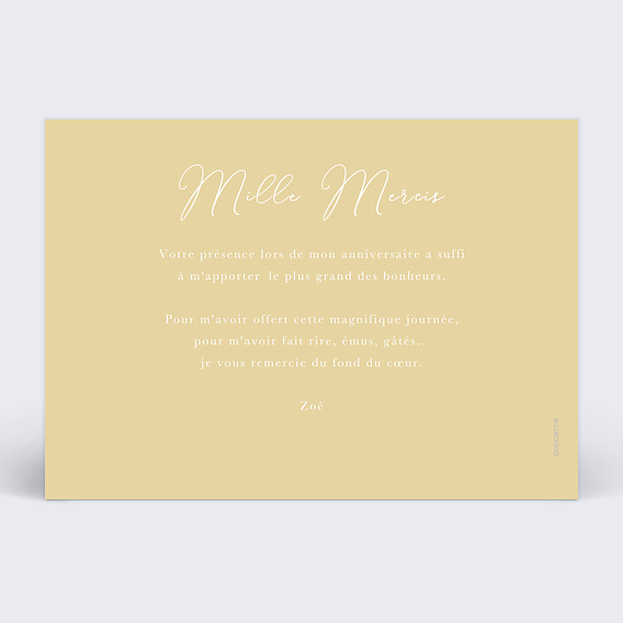 Carte remerciement anniversaire Triptyque festif Verso