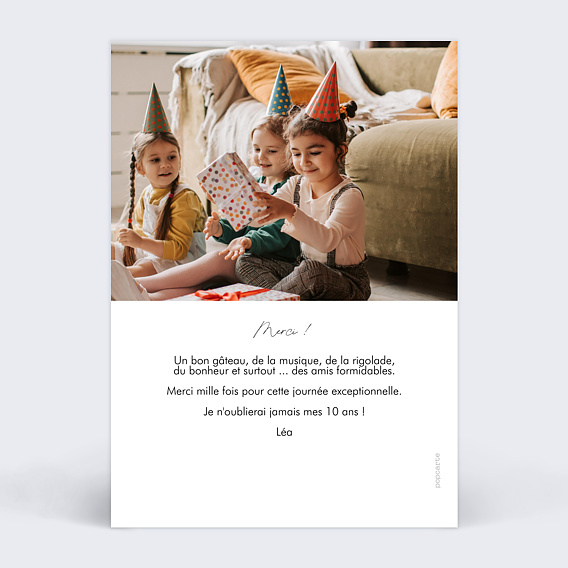 Carte remerciement anniversaire Remerciement 3 Photos Verso