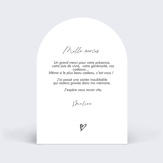 Carte remerciement anniversaire Moments Volés Verso