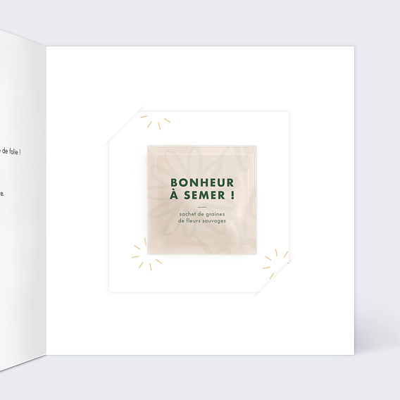 Carte remerciement anniversaire Bandeau Graines à Planter Intérieur Droit
