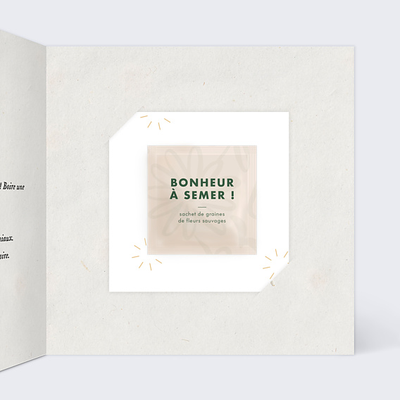 Carte remerciement anniversaire Douceur Chiné Graines à planter Intérieur Droit