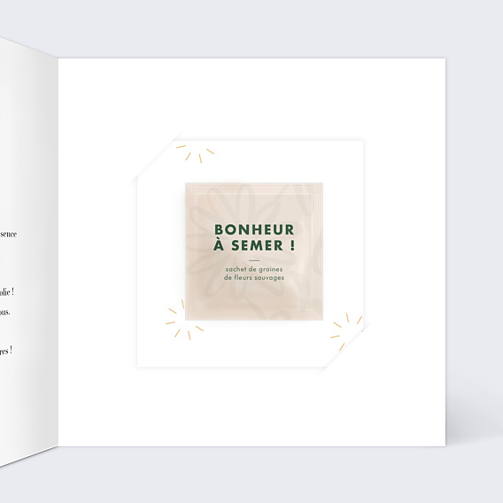 Carte remerciement anniversaire Grande Typo Merci Graines à planter Intérieur Droit