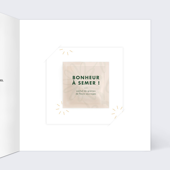 Carte remerciement anniversaire Multi photos avec graines Intérieur Droit