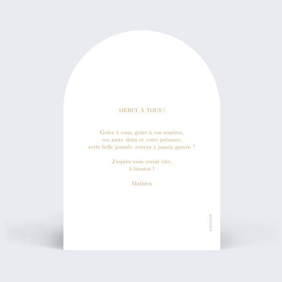 Remerciements Anniversaire Ligne ocre arche