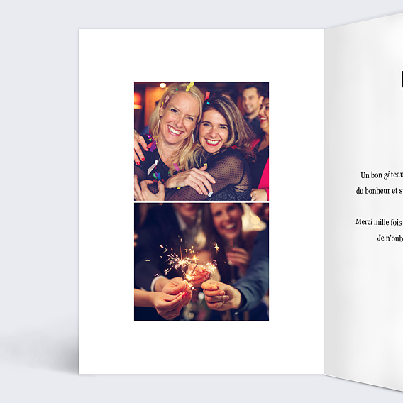 Carte remerciement anniversaire Multiphoto Chic Intérieur Gauche