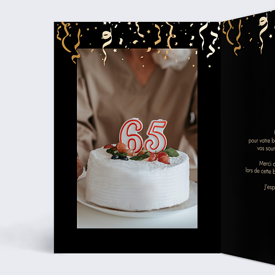 Remerciements Anniversaire Motif noir & or photo