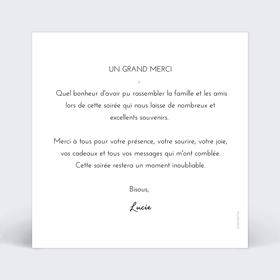 Carte remerciement anniversaire Pêle Mêle Coeur Verso