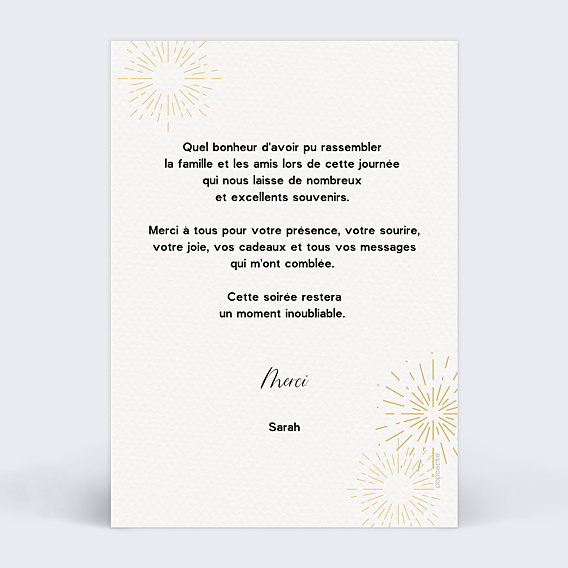 Remerciements Anniversaire Joyeuses Explosions