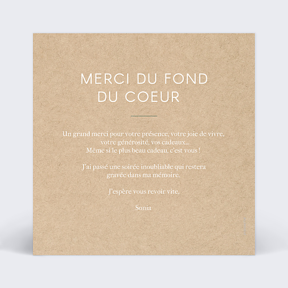 Remerciements Anniversaire Feuilles kraft