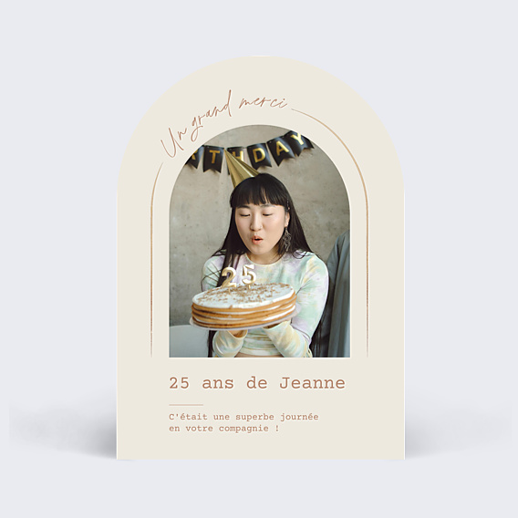Remerciements Anniversaire Arche avec texte