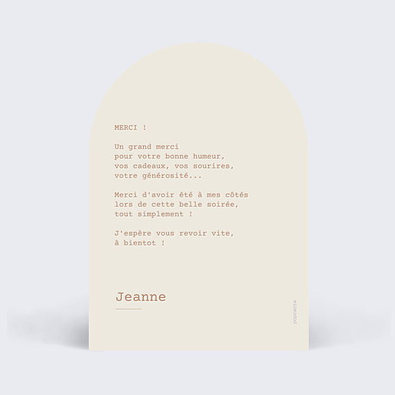 Remerciements Anniversaire Arche avec texte