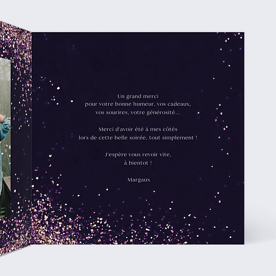 Remerciements Anniversaire Paillettes roses