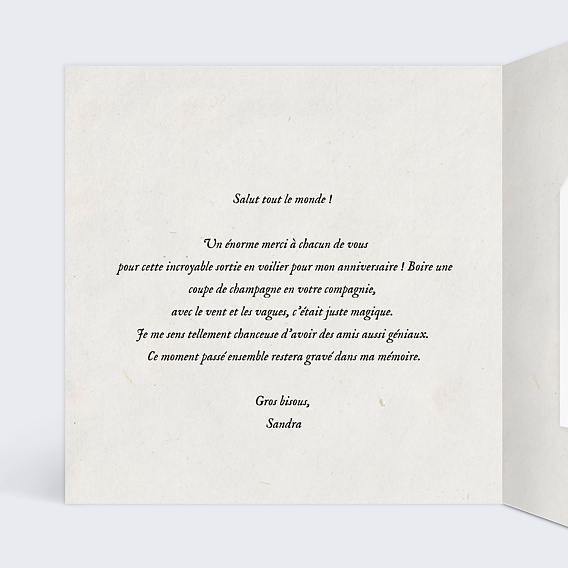 Carte remerciement anniversaire Douceur Chiné Graines à planter Intérieur Gauche