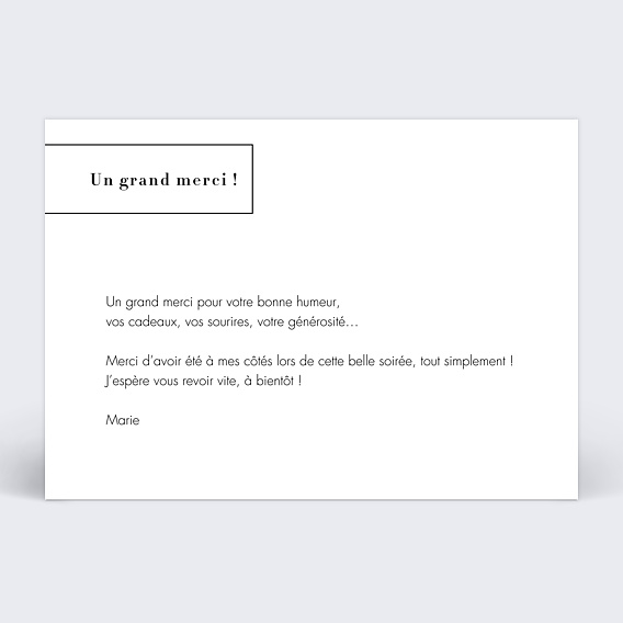 Carte remerciement anniversaire Bandeau Graphique Verso