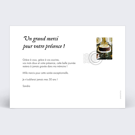 Carte remerciement anniversaire Multi photo paysage Verso