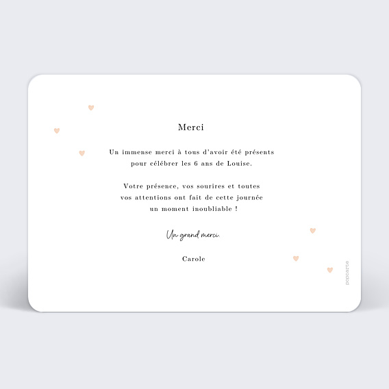 Remerciements Anniversaire Plumetis