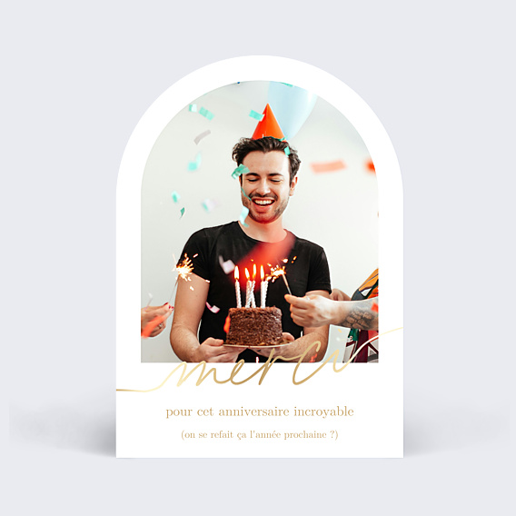 Remerciements Anniversaire Ligne ocre arche