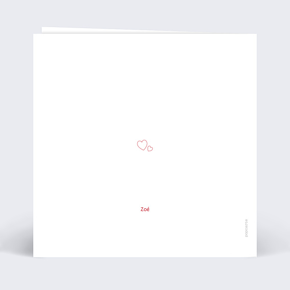 Carte remerciement anniversaire Photo Coeur Verso