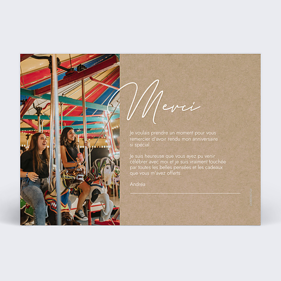 Remerciements Anniversaire Multi photo kraft
