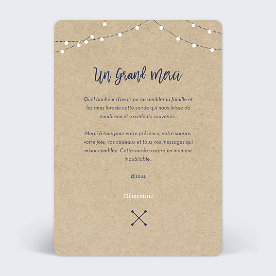 Carte remerciement anniversaire Souvenirs souvenirs Verso