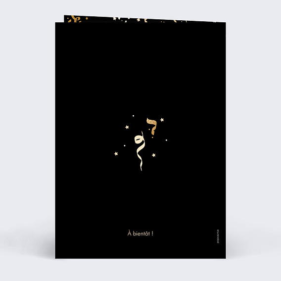 Carte remerciement anniversaire Motif noir & or photo Verso