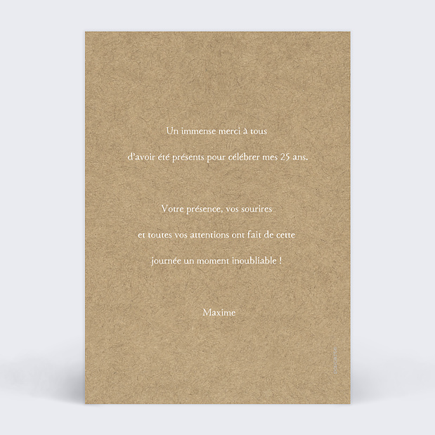 Remerciements Anniversaire Liseré Verso