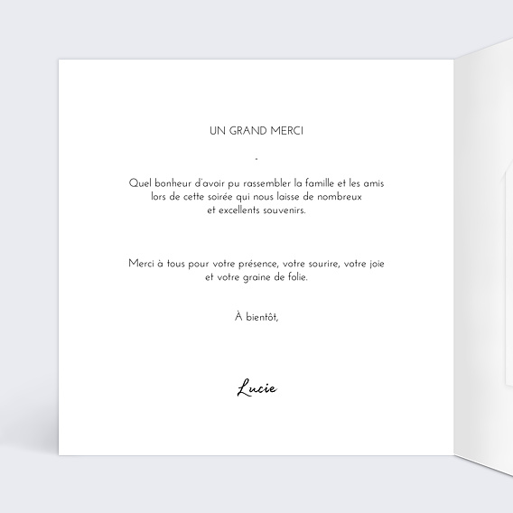 Carte remerciement anniversaire Pêle Mêle Coeur avec graines Intérieur Gauche