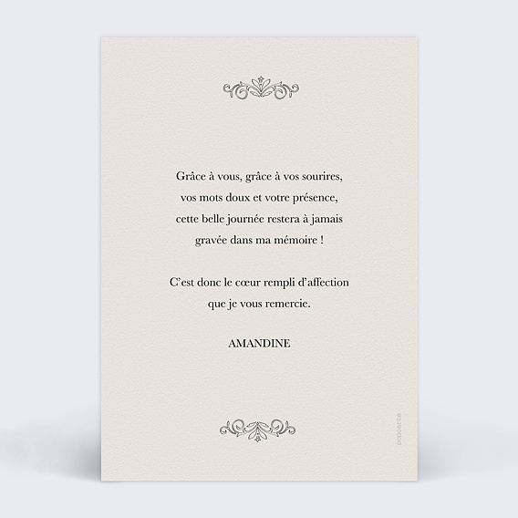 Carte remerciement anniversaire Journal Verso