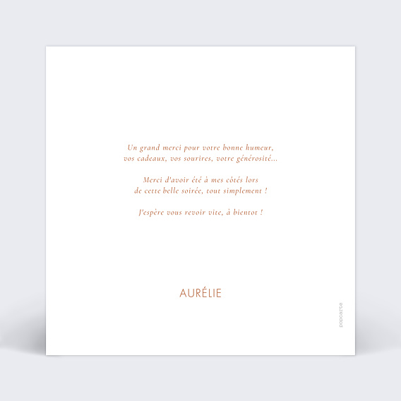 Carte remerciement anniversaire Bouquet parfumé simple Verso