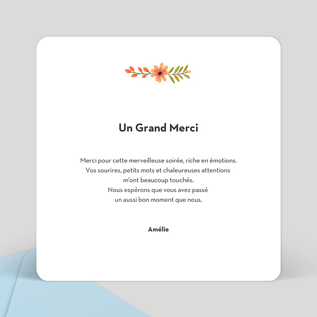 Carte de Remerciement Anniversaire Bouquet Printanier Verso