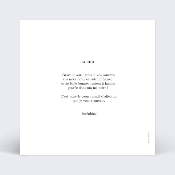 Carte remerciement anniversaire Lettres Manuscrites Verso