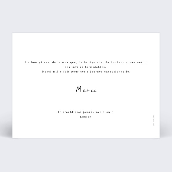 Carte remerciement anniversaire Journée Inoubliable Verso