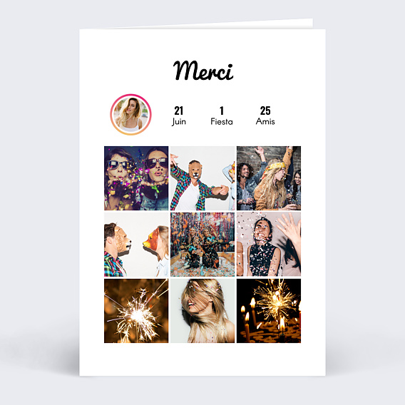 Carte remerciement anniversaire Tendance