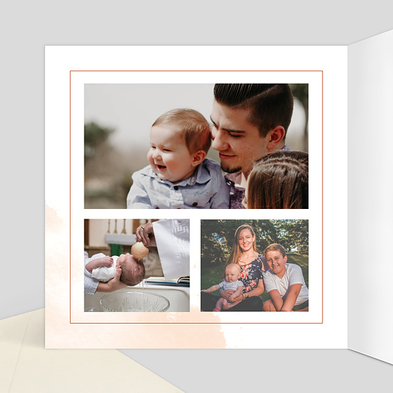 Carte remerciement baptême Été Indien Intérieur Gauche