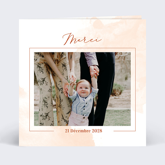 Carte remerciement baptême Été Indien Recto