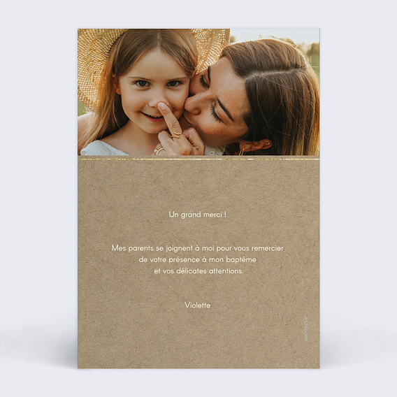 Carte remerciement baptême Modern Love Verso