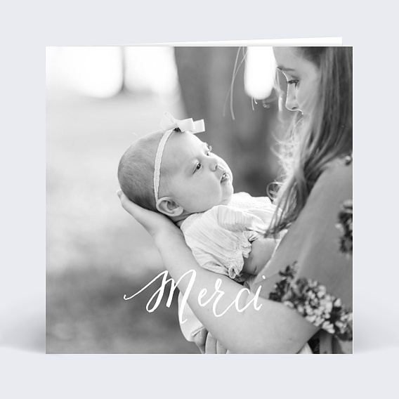 Carte remerciement baptême Calligraphie Recto