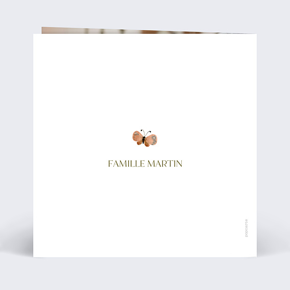 Carte remerciement baptême Fleurs colorées Verso