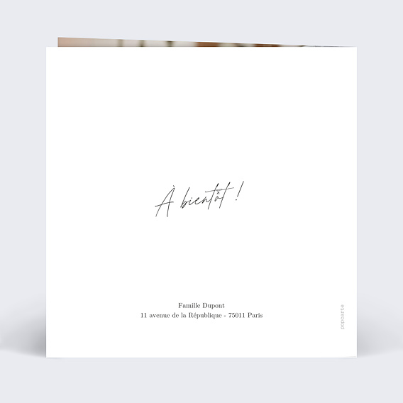 Carte remerciement baptême Merci blanc Verso