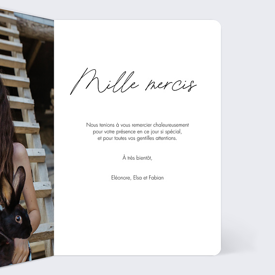 Carte remerciement baptême Multiphotos Epuré Intérieur Droit