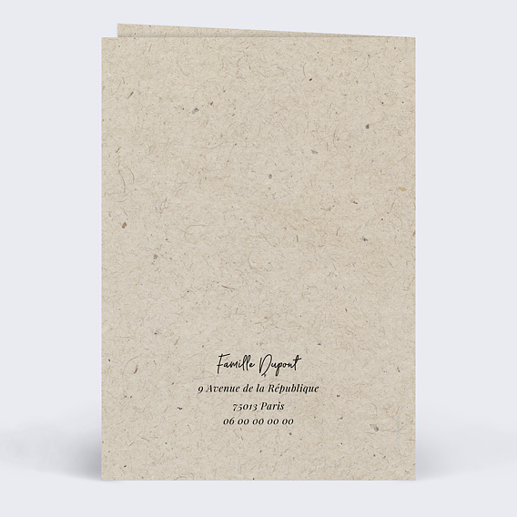 Carte remerciement baptême Esprit Chiné IV Verso