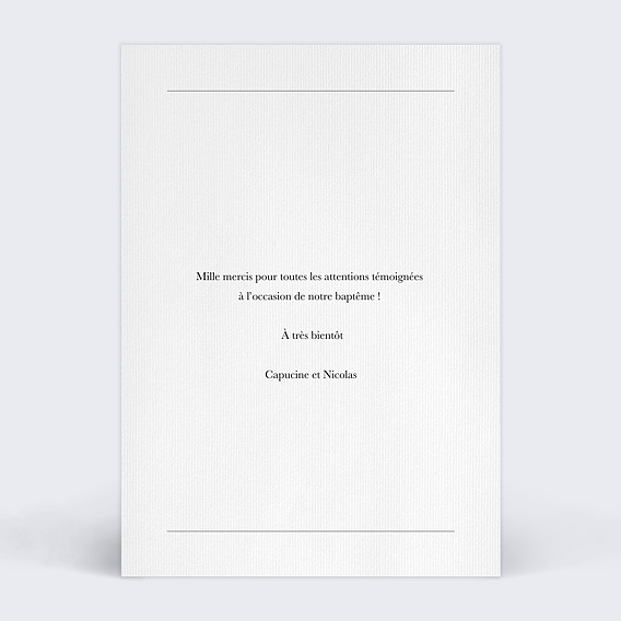 Carte remerciement baptême Multiphotos Verso