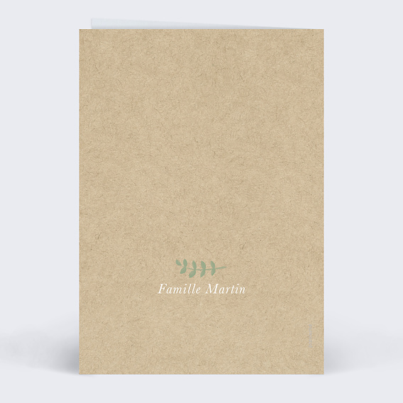 Carte remerciement baptême Colombe Kraft Verso