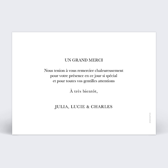 Carte remerciement baptême Date inoubliable Verso