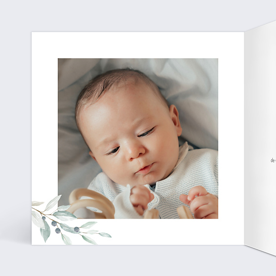 Carte remerciement baptême Petite Croix Intérieur Gauche