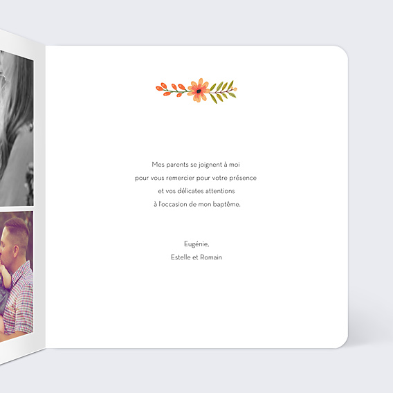 Remerciements Baptême Bouquet Printanier