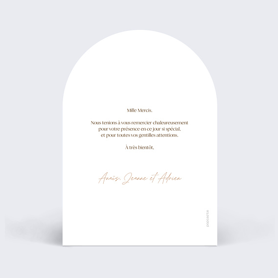 Carte remerciement baptême Flower of Fall Arche Verso