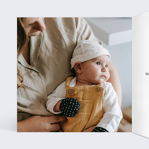 Carte remerciement baptême Couronne Ocre Eucalyptus Intérieur Gauche