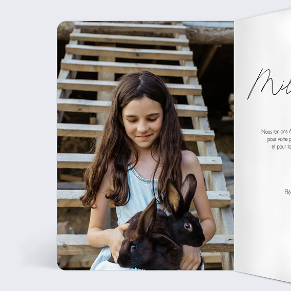 Carte remerciement baptême Multiphotos Epuré Intérieur Gauche