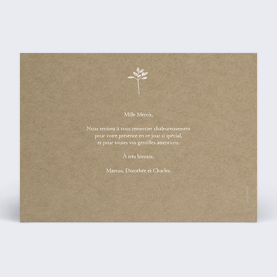 Carte remerciement baptême Bouquet Champêtre Verso